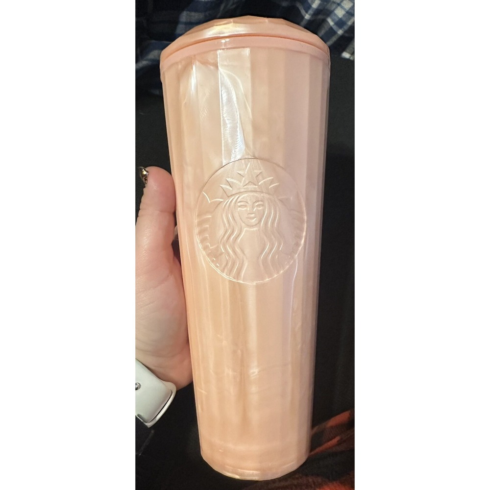 Starbucks Tumbler‎ Dome Kaleidoscope Pearl Pink Marble 24 oz Cold Cup No Straw